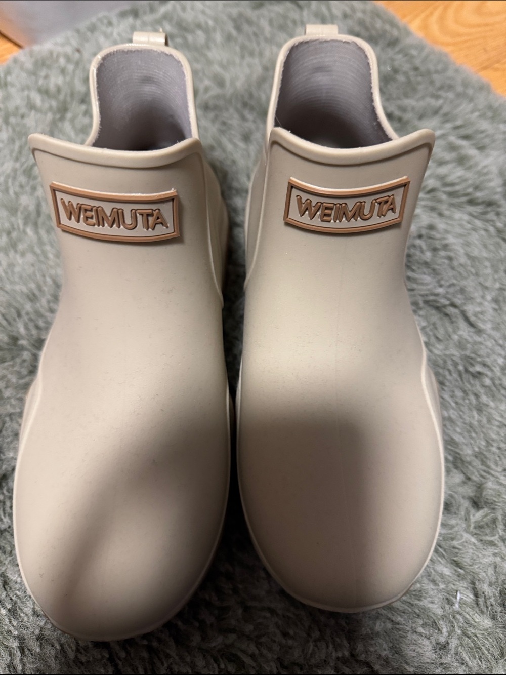 Women's Cream Waterproof Ankle Rain Boots